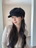 JEEP貝雷帽女時尚前進帽八角帽秋冬新款洋氣報童帽大頭圍韓版鴨舌帽黑 黑色 曬單實拍圖