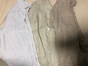 無(wú)印良品（MUJI）男式 漢麻水洗 長(zhǎng)袖襯衫 男士襯衣外套上衣男款夏季 男裝AC218A5S 灰色條紋 L (175/100A) 曬單實(shí)拍圖