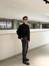 樂著LEZORA靜奢the*row同款桑蠶絲羊毛 新中式立領(lǐng)夾克外套男 黑色 S 曬單實拍圖