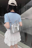 微光里銀色水桶包包包女新款可雙肩手提單肩包斜挎包小眾設計大容量 蝴蝶結斜挎水桶包 曬單實(shí)拍圖