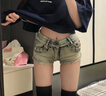 浪莎低腰牛仔超短褲女2025夏季新款辣妹柳丁修身顯瘦包臀闊腿熱褲 曬單實拍圖