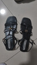 TOOMANYSHOES 干練女主 夏季新款一字扣帶方頭粗跟羅馬涼鞋女鞋七夕情人節禮物 黑色 40 曬單實(shí)拍圖