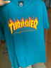 THRASHER【THRASHER官方】FLAME TEE火焰潮滑板短袖T恤 王一博同款 海洋藍黃火焰 M 曬單實拍圖