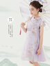 迪士尼女童連衣裙兒童裙子國(guó)風(fēng)漢服夏季新中式中大童公主裙DQ080紫色130 曬單實(shí)拍圖