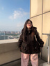 鴨鴨中長(zhǎng)款羽絨服女2025冬季新款撞色連帽時(shí)尚保暖顯瘦韓版派克服外套 米白色 M (建議110-130斤) 曬單實(shí)拍圖