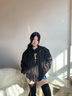 QGF美式高街墊肩外套男女春秋夏季新款痞帥潮牌短款上衣服高級(jí)感夾克 黑色 XL [建議125-140斤] 曬單實(shí)拍圖