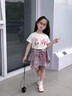 G.DUCKKIDS小黃鴨童裝女童套裝夏季兒童衣服女小童短袖T恤格子裙夏裝兩件套 KT貓咪八角裙套裝 120 尺碼5~6歲【110-120cm】cm 曬單實拍圖