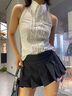 UR2025夏季新款女裝波嬉風(fēng)花邊露背無(wú)袖開(kāi)襟襯衫UYU250046 本白 M 曬單實(shí)拍圖