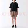 無印良品（MUJI）女式 水洗 平紋 短褲女夏 褲子 休閑短褲 多巴胺純棉全棉BEC27A3S 淺灰棕色 S 155/62A 曬單實拍圖