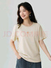 茵曼（INMAN）純棉舒適女裝logo繡花短袖t恤女時(shí)尚百搭休閑2025夏季新品上衣 米杏色 -F18525134 M 曬單實(shí)拍圖