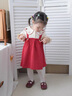 班喜迪女童連衣裙公主裙秋裝2025新款洋氣寶寶背帶禮服嬰兒周歲裙子春秋 紅色 110 曬單實(shí)拍圖