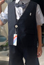 蘿卜唄唄男童禮服兒童背帶褲馬甲套裝開學合唱表演服 藏青短款四件套 130 曬單實拍圖