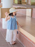 G.DUCKKIDS小黃鴨童裝女童夏裝假兩件無袖套裝兒童韓系背心女孩夏天闊腿褲 藍(lán)色 【實體專柜 商場品質(zhì)】 110 (建議98-105cm 3-4周歲） 曬單實拍圖