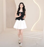 UR2025夏季新款女裝設(shè)計(jì)感撞色拼接吊帶連衣裙UWG750090 黑色 S 曬單實(shí)拍圖