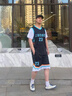 梵蒙新款運(yùn)動(dòng)服套裝假2件t恤短袖親子籃球服套裝LQF006LQ1302-1 白色 童裝140# 曬單實(shí)拍圖