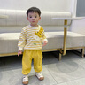 幼歌（YOUGE）嬰幼兒秋季新款純棉卡通條紋上衣可愛百搭柔軟休閑衛(wèi)衣 黃色條紋（66-90肩開扣） 66 cm 曬單實拍圖