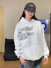 LDBE潮牌字母印花連帽衛(wèi)衣女秋冬2025新款爆款寬松美式復(fù)古上衣外套潮 白灰色 M 【80-100斤】 曬單實(shí)拍圖