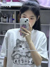 佐敘涼感純棉短貓咪印花 T恤2025年夏季新款薄款寬松休閑五分半袖上衣 白灰色 M （80-100斤） 曬單實(shí)拍圖