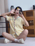 衣品元撞色格子云朵棉短袖短褲2025新款高顏值休閑可愛可外穿家居服套裝 黃白格子 L 【短袖+短褲】（95斤-115斤） 曬單實拍圖