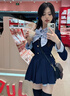 皓娥 學(xué)院風(fēng)甜美蝴蝶結(jié)假兩件收腰連衣裙女2025小香風(fēng)百褶短裙顯瘦 【藏藍(lán)色】含腰帶領(lǐng)結(jié) S 建議80-95斤 曬單實拍圖