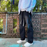 FOG SKY牛仔褲男春秋季寬松直筒褲子男美式高街復古闊腿百搭休閑長(cháng)褲 718-K870煙黑色 L （建議115-130斤） 曬單實(shí)拍圖