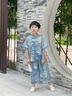 DOMIAMIAKIDS2025新款短袖演出服兒童漢服夏季男童中國(guó)風(fēng)古風(fēng)唐裝女童旗袍 新中式藍(lán)色套裝男 130 【建議身高121-130cm】 曬單實(shí)拍圖