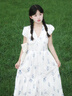 MAGIOPY國(guó)際奢侈品牌女裝高端連衣裙夏季新款時(shí)尚棉質(zhì)收腰小飛袖刺繡裙子 白底藍(lán)花 M 曬單實(shí)拍圖