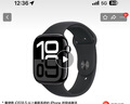 Apple/蘋果 Watch Series 10 智能手表GPS+蜂窩款46毫米亮黑色鋁金屬表殼黑色運動型表帶M/L MWYK3CH/B 曬單實拍圖
