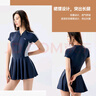 安踏（ANTA）小蠻腰泳衣女士連衣裙式成人保守泳裝修身顯瘦遮肉彈力游泳衣2XL 曬單實(shí)拍圖