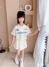 Leypian國際品牌女童夏裝短袖甜酷風(fēng)Polo套裝2025新款高端大童洋氣衣服女 [杏色]YMGD210款運(yùn)動(dòng)字母套裝 130 cm建議身高120左右 曬單實(shí)拍圖