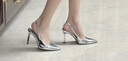 CHARLES&KEITH25夏季新品漆皮尖頭斑馬紋高跟涼鞋女CK1-60280477 Black Patent黑色 36 （230） 曬單實(shí)拍圖