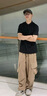 Shelley Jones 杏色正肩短袖翻領(lǐng)polo衫男夏季痞帥高級感t恤學院風日系半袖體恤 杏色 XL [推薦120-140斤] 曬單實拍圖