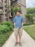 卡賓（CABBEEN）【涼感牛仔】男裝 滿印老花襯衫25夏季新款短袖襯衣外套上衣 蔚藍(lán)色47 2XL /185/54 曬單實(shí)拍圖
