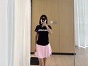 真維斯（JEANSWEST）短裙女高腰夏季運動短裙排汗透氣瑜伽健身顯瘦條紋裙黑色L 曬單實拍圖