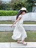 女童連衣裙2025新款夏裝大童女孩吊帶裙夏季走秀長裙海邊潮酷穿搭 米白色【高品質(zhì)】 150 曬單實(shí)拍圖