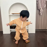 G. DUCKKIDS寶寶爬行服夏季天嬰兒薄兒童外出連體罩衣防臟戶外純棉透氣爬爬服 黃色格子 90cm 曬單實(shí)拍圖