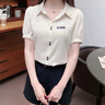 莫代爾polo領減齡T恤女士短袖上衣夏款2025新款夏季條紋別致雪紡 主圖款 L 105-115斤 曬單實拍圖