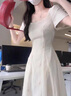 拉夏貝爾（La Chapelle）茶歇法式繡花連衣裙2025女夏氣質(zhì)收腰短袖大擺長溫柔初戀約會仙女 連衣裙 S 建議90斤以下 曬單實拍圖