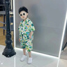 G.DUCKKIDS小黃鴨男童套裝夏季帥氣男寶寶衣服兒童夏裝中小童薄款花襯衫三件 襯衫-短褲兩件套 100 cm 曬單實拍圖