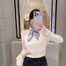 BGUG小方巾女春季百搭優(yōu)雅繁花真絲絲巾桑蠶絲裝飾圍巾網(wǎng)紅小領(lǐng)巾 藍(lán)色 曬單實(shí)拍圖