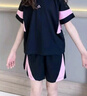 云初墨女童速干衣套裝兒童夏季跑步短袖運(yùn)動(dòng)服薄款大童春秋冰絲短袖 黑色【套裝】 150 cm 曬單實(shí)拍圖