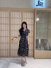 棉致杭州高端桑蠶絲連衣裙女夏季2025新款今年流行國際大牌真絲裙子 藍色 L 曬單實拍圖