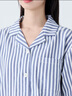 無(wú)印良品（MUJI）女式?jīng)龈须p層紗織短袖睡衣套裝女士家居服女款25年夏季涼感物語(yǔ) 藏青色豎條紋 S -M(上裝160/84A下裝160/66A) 曬單實(shí)拍圖