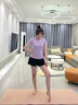 PHIGEER跑步運(yùn)動套裝女2025新款夏速干瑜伽服短袖戶外健身訓(xùn)練服寬松顯瘦 紫色兩件套（黑褲） L 曬單實(shí)拍圖