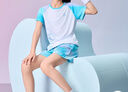 特步（XTEP）兒童童裝女童速干高彈透氣抗皺梭織五分褲 淺云藍 170 曬單實(shí)拍圖