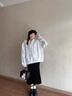 魯雅爾韓版開衫連帽衛(wèi)衣女春秋季小個子寬松慵懶風設(shè)計感印花上衣服外套 白灰色 春秋薄款 L 曬單實拍圖