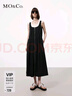 MO&Co.連衣裙夏機能風(fēng)金屬拉鏈開襟U領(lǐng)高腰抽繩寬松量感A字裙摩安珂 黑色 S 160 曬單實拍圖