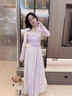 古典舞服裝中國舞舞蹈服身韻漸變紗衣練功服中國風大擺裙演出服 煙紫色上衣+裙褲+白色吊帶 三件套 S 曬單實拍圖