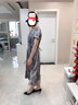 恰凡（QIAFAN）中老年媽媽夏裝雪紡短袖連衣裙改良旗袍裙中年女夏季收腰系帶長(cháng)裙 藍色 L  （建議85-100斤） 曬單實(shí)拍圖