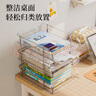 享樂屋桌面收納架多層透明亞克力置物架書桌書本整理盒辦公桌上文件架 3層【加厚PET 承重強 不搖晃】 加高加厚 可放A4紙 曬單實拍圖